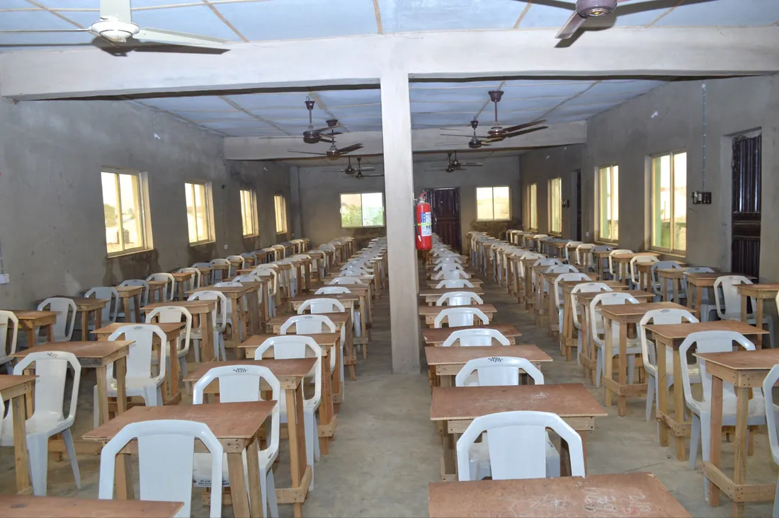 School hall prepared for an event